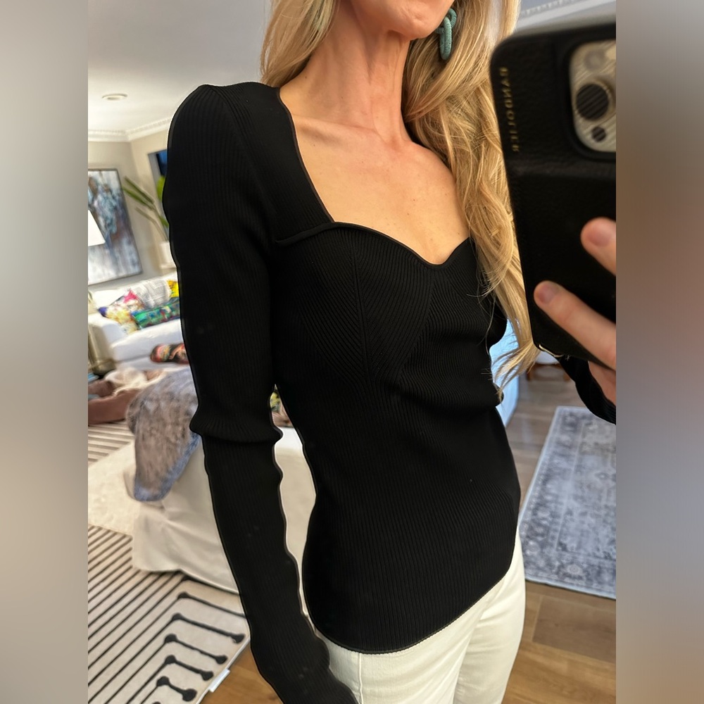 Veronica Beard Gladys Pullover Knit Top in Black